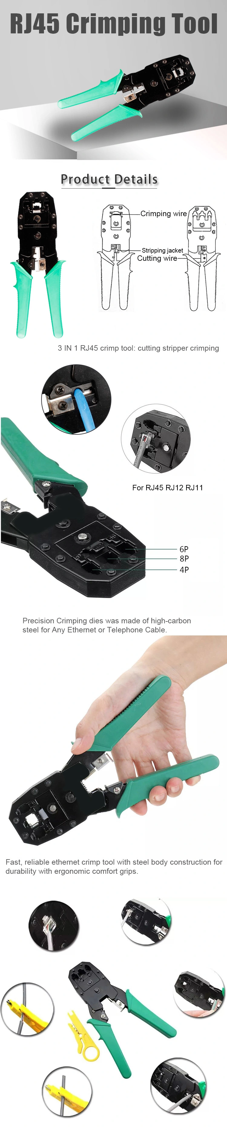 Gcabling RJ45 Rj12 Rj11 Tool Computer Cable Tool Networking Hand Crimping Tool