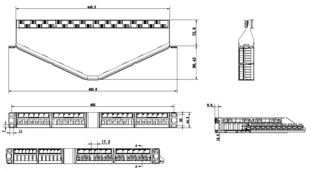 1u 24 Port UTP RJ45 Keystone Jack Blank 19” V-Angle Patch Panel