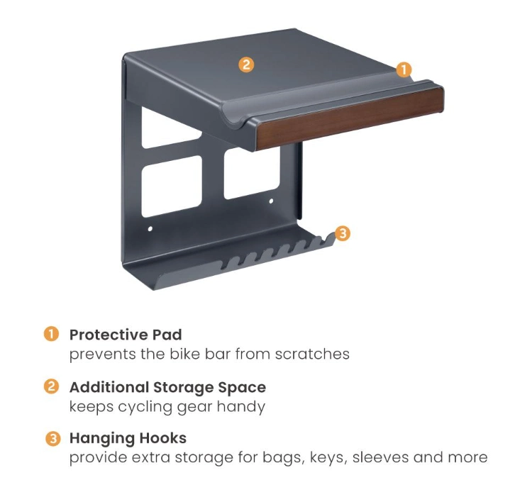 Storage Wall Mount Bike Storage Hanger Bike Rack with with Open Shelf and Hooks For Garage Or Home