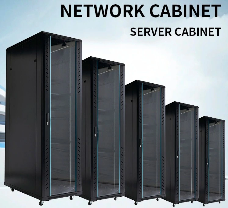 Black Cold Rolled Steel 47u 42u 37u 32u 12u 15u 18u 22u 27u Floor Standing Network Cabinet with Lock