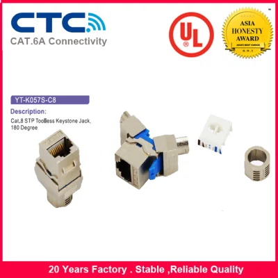 Cat8 CAT6A STP Conector Keystone sin herramientas Conector modular RJ45