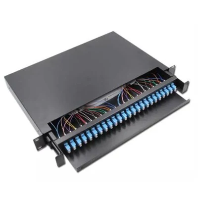 Panel de conexión de fibra óptica ODF con marco de distribución de fibra óptica de montaje en rack deslizable tipo cajón de acero laminado en frío de 19 pulgadas